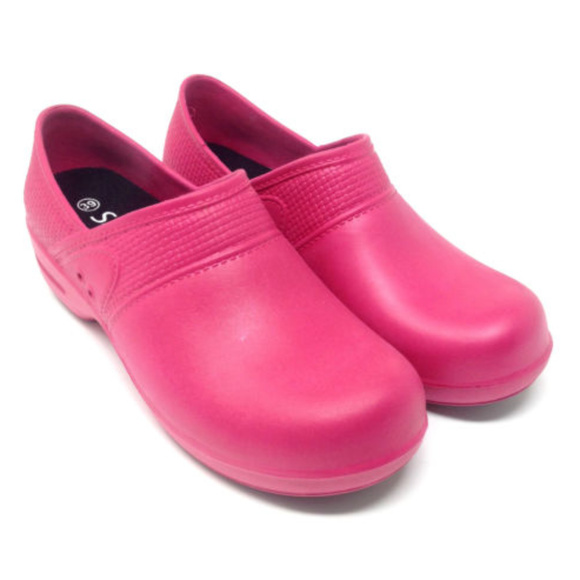 pink sanita clogs